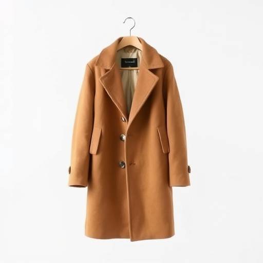 A tailored wool overcoat in deep camel, displayed with its luxurious lining visible.
