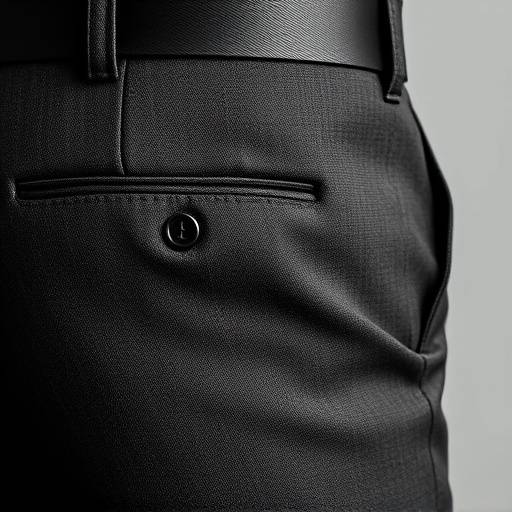 Detail shot of expertly pressed pleats on classic business trousers