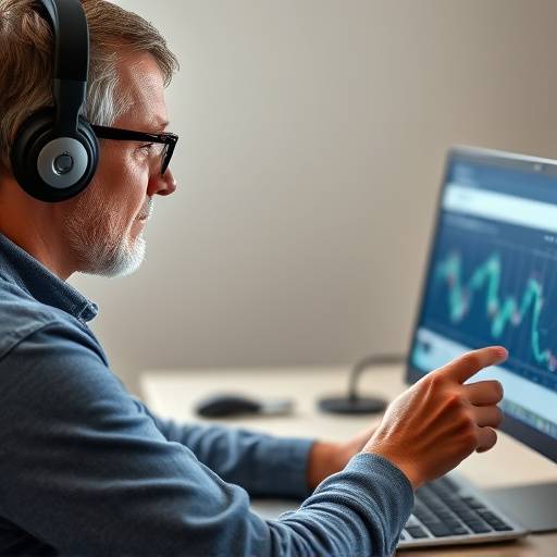 Illustration of a person using assistive technology to browse a website.